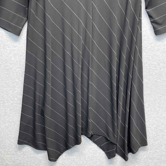 IC By Connie K Dress Womens XL Stretch Jersey Black Asymmetrical Hem Striped - Picture 6 of 11